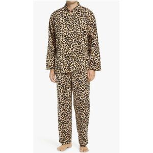 Nordstrom Men's Flannel Pajamas 100% Cotton Sleep Set Leopard Print Size M $69
